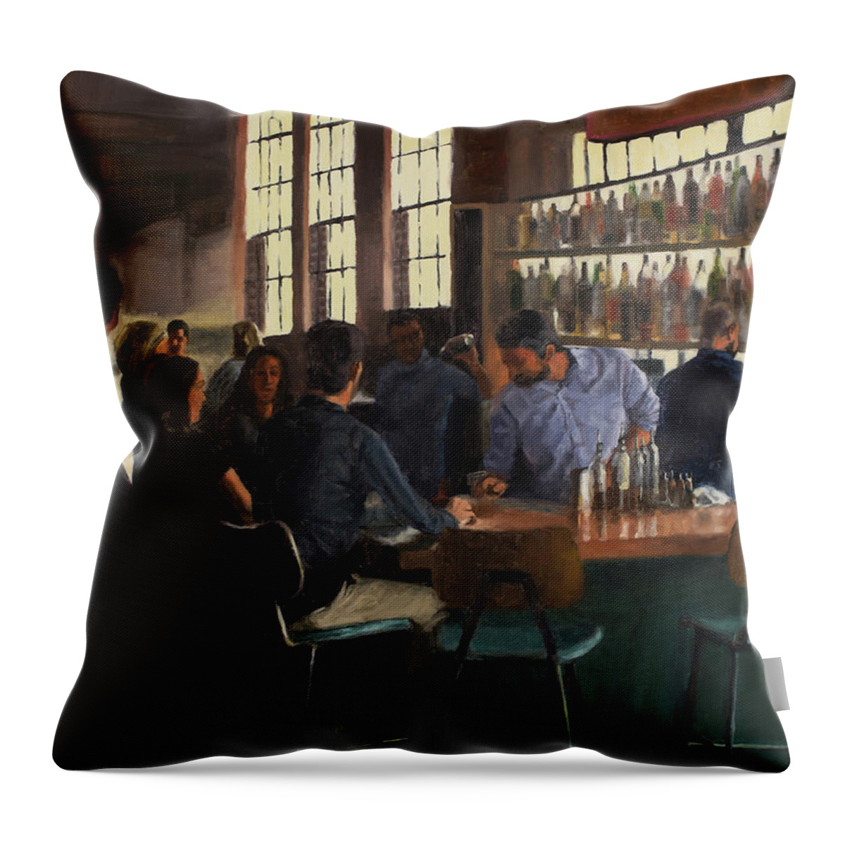 Bar Throw Pillow featuring the painting Where everyone knows your name by Tate Hamilton