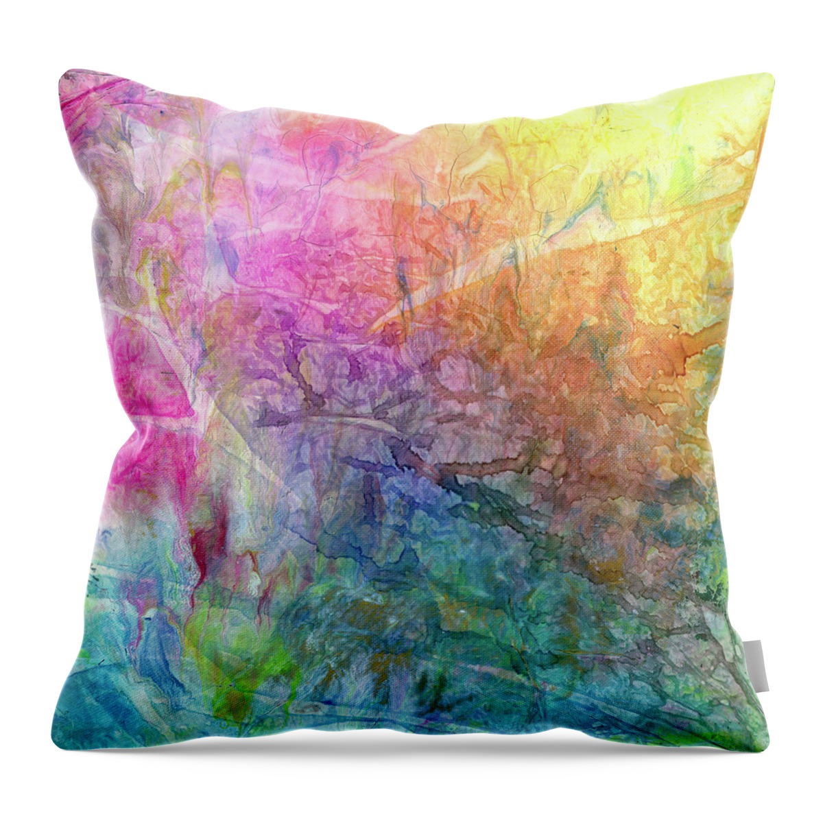 Color Throw Pillow featuring the mixed media Where I Go by Katy Bishop