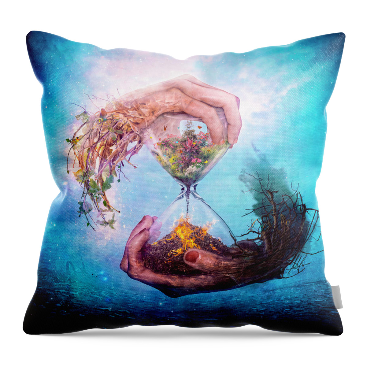 Surreal Throw Pillow featuring the digital art Where stories unfold by Mario Sanchez Nevado