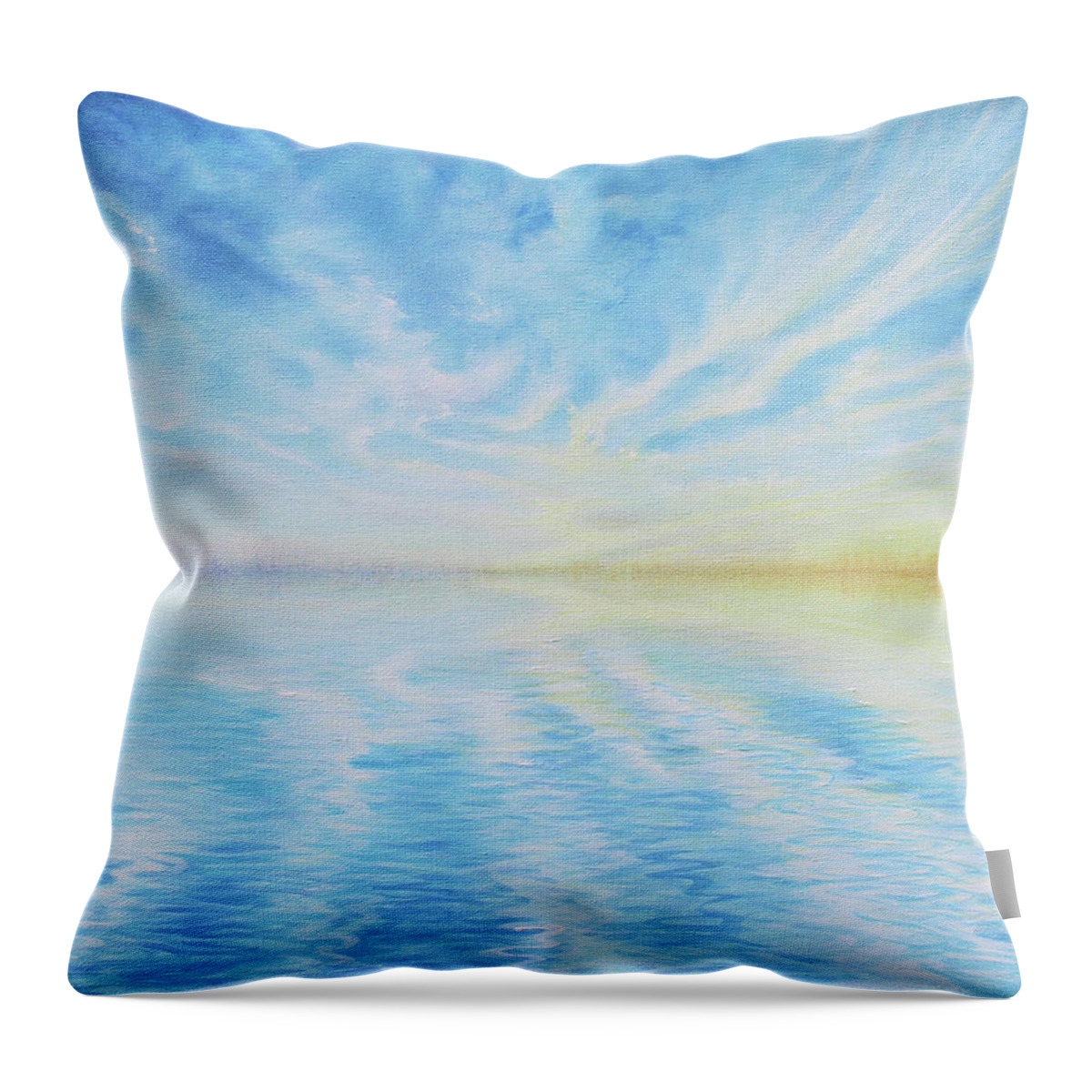 Water Throw Pillow featuring the painting Where the Water Meets the Sky by Pamela Kirkham
