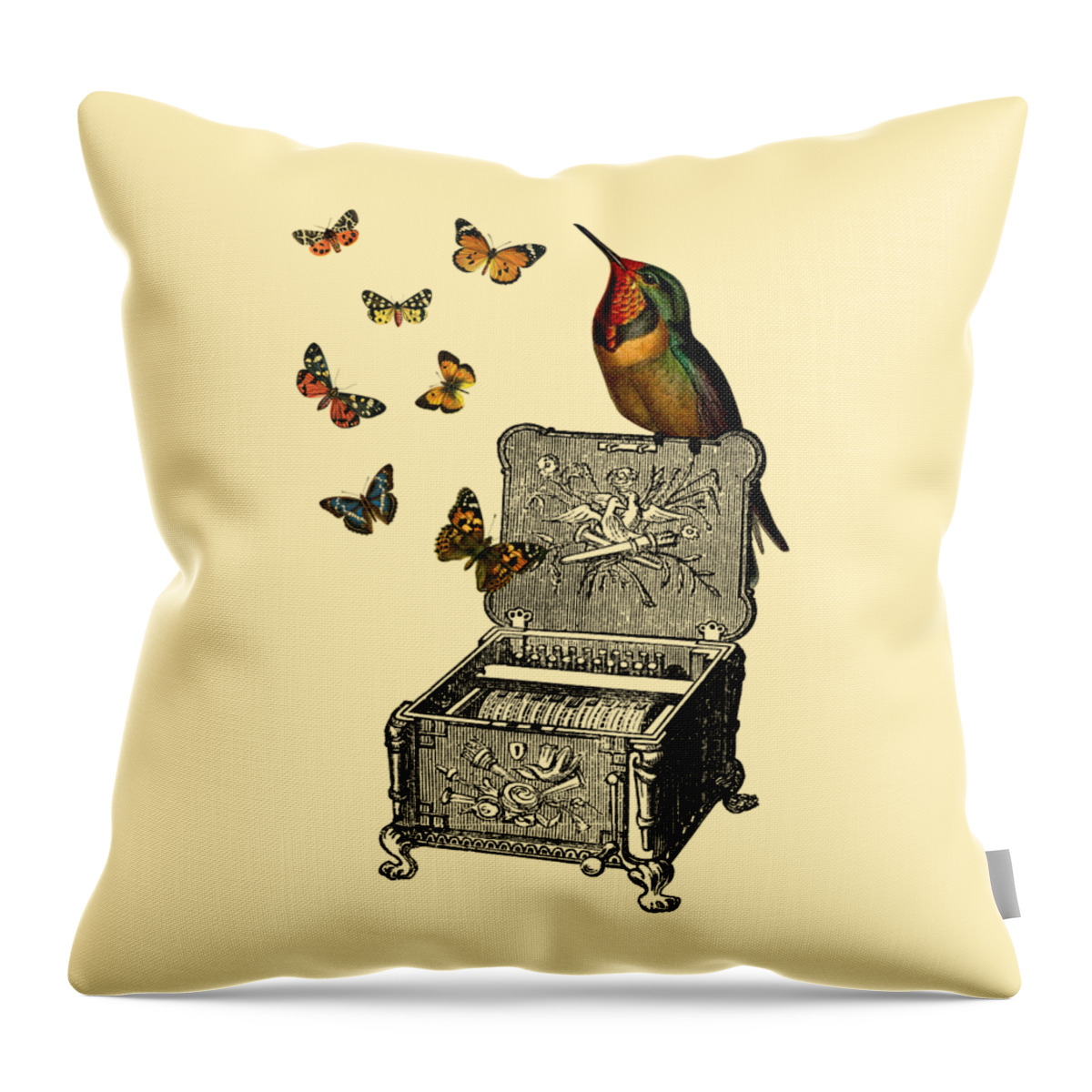 Bird Throw Pillow featuring the digital art Whimsy Melody by Madame Memento