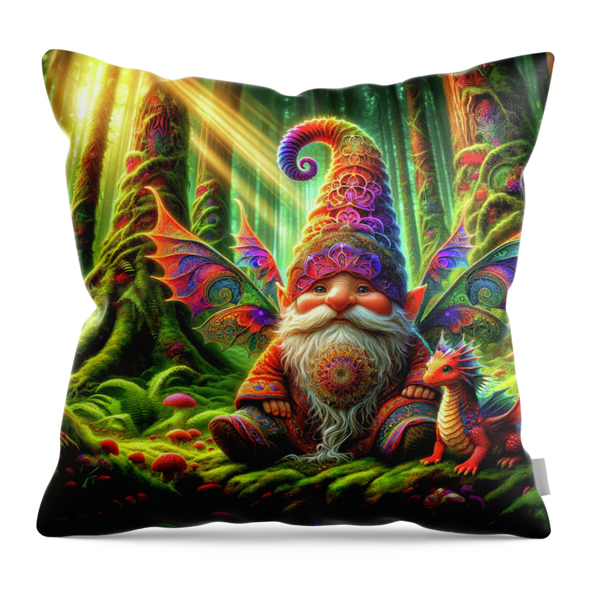 Gnome Throw Pillow featuring the photograph Whispers of the Woods by Bill and Linda Tiepelman