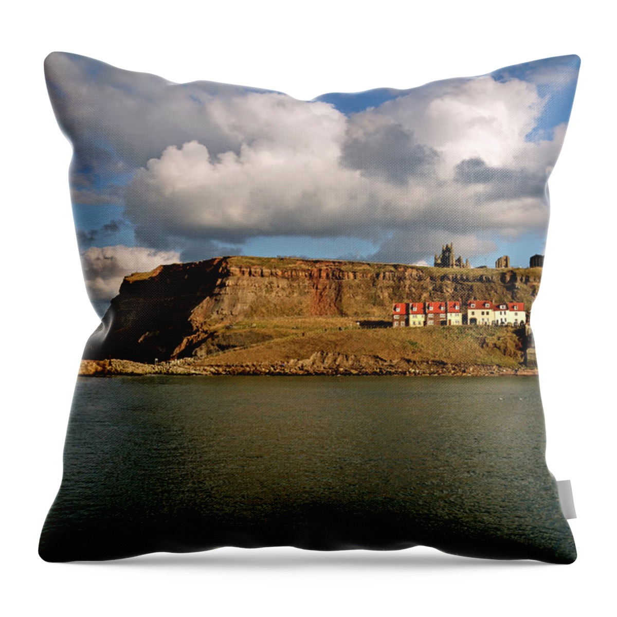 Britain Throw Pillow featuring the photograph Whitby East Cliff by Rod Johnson
