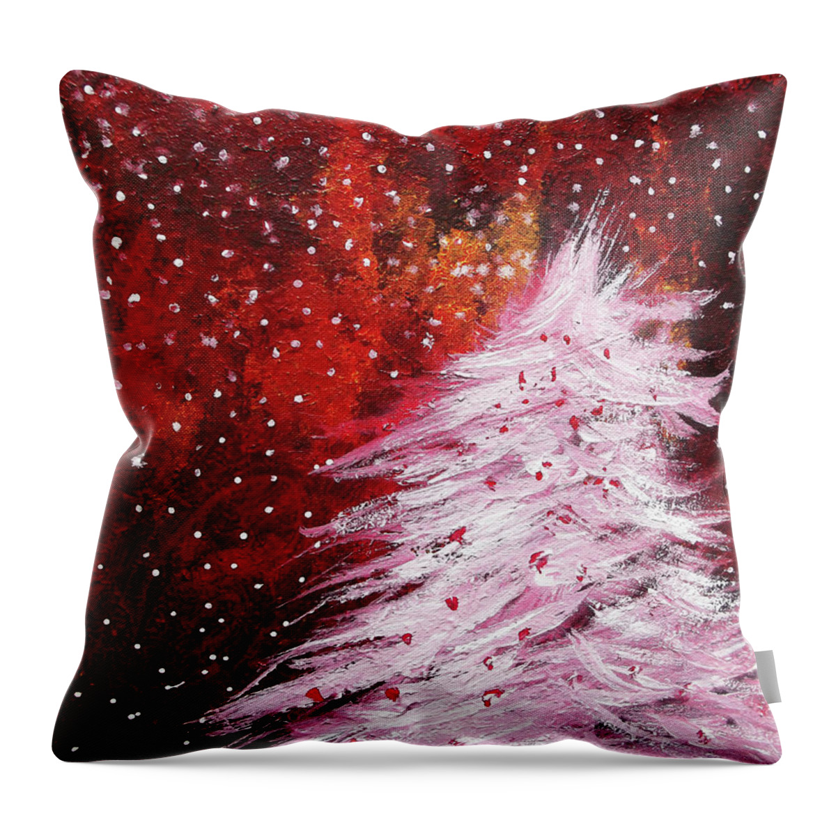 Winter Throw Pillow featuring the painting White Christmas Tree by Melinda Firestone-White