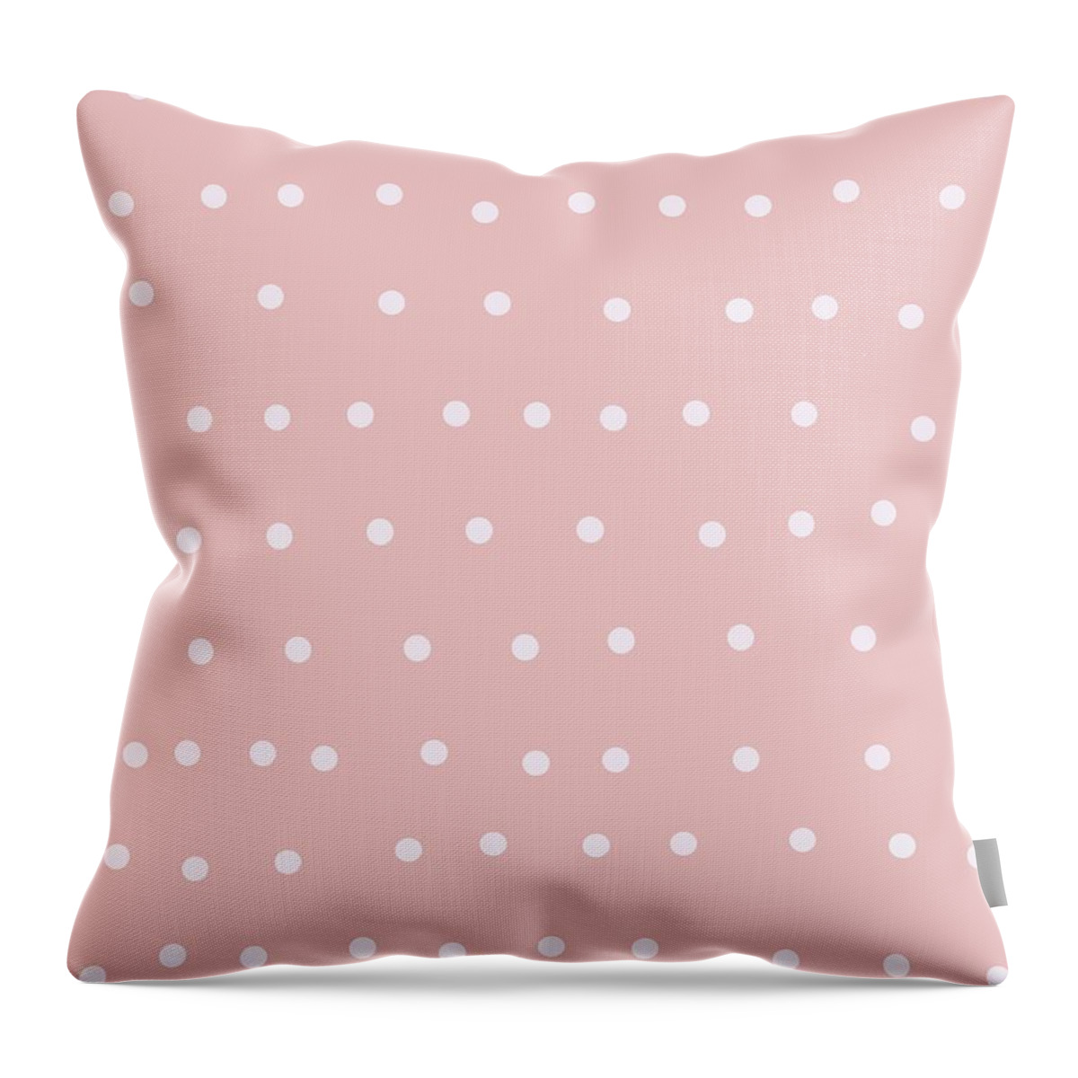 Dots Throw Pillow featuring the drawing White Dots On Baby Pink by Ashley Rice