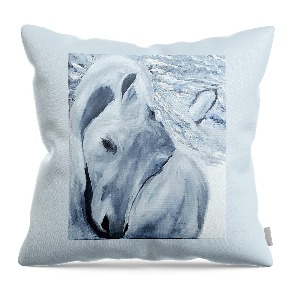  Throw Pillow featuring the painting White Horse by Amy Kuenzie
