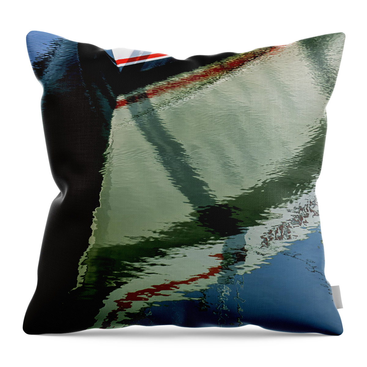  Reflect Throw Pillow featuring the photograph White Hull on the Water by William Kuta