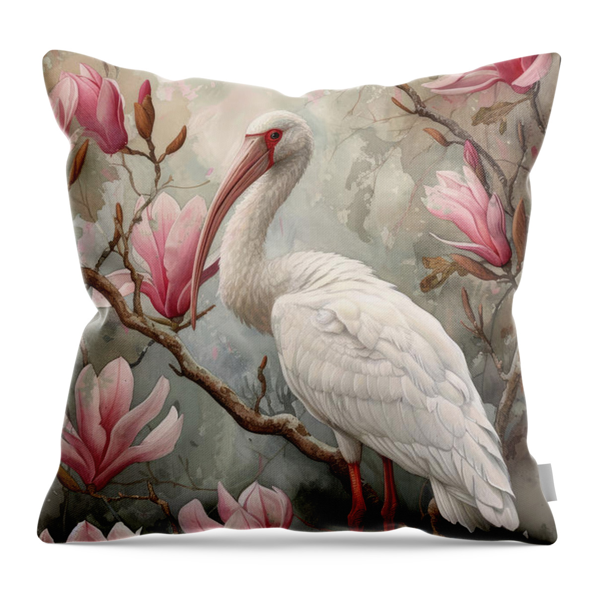 White Ibis Throw Pillow featuring the painting White Ibis by Tina LeCour