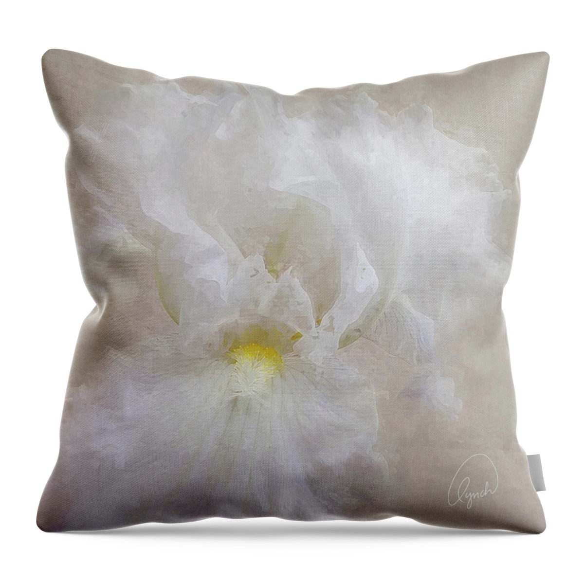 White Throw Pillow featuring the photograph White Iris IV by Karen Lynch