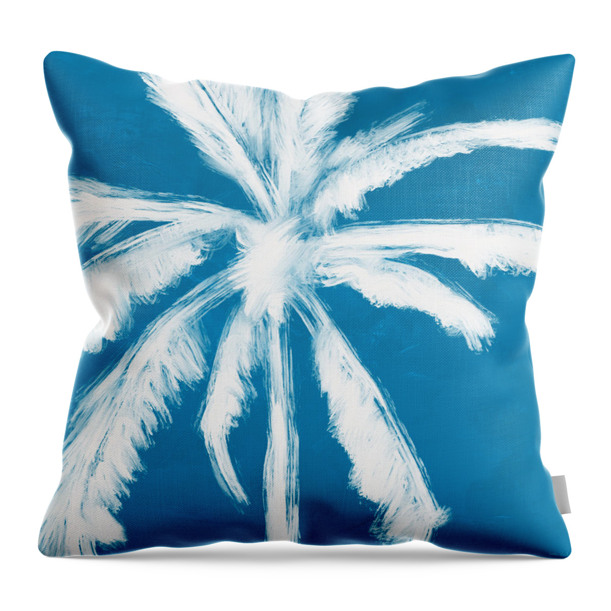 Palm Tree Throw Pillow featuring the mixed media White Palm Tree- Art by Linda Woods by Linda Woods