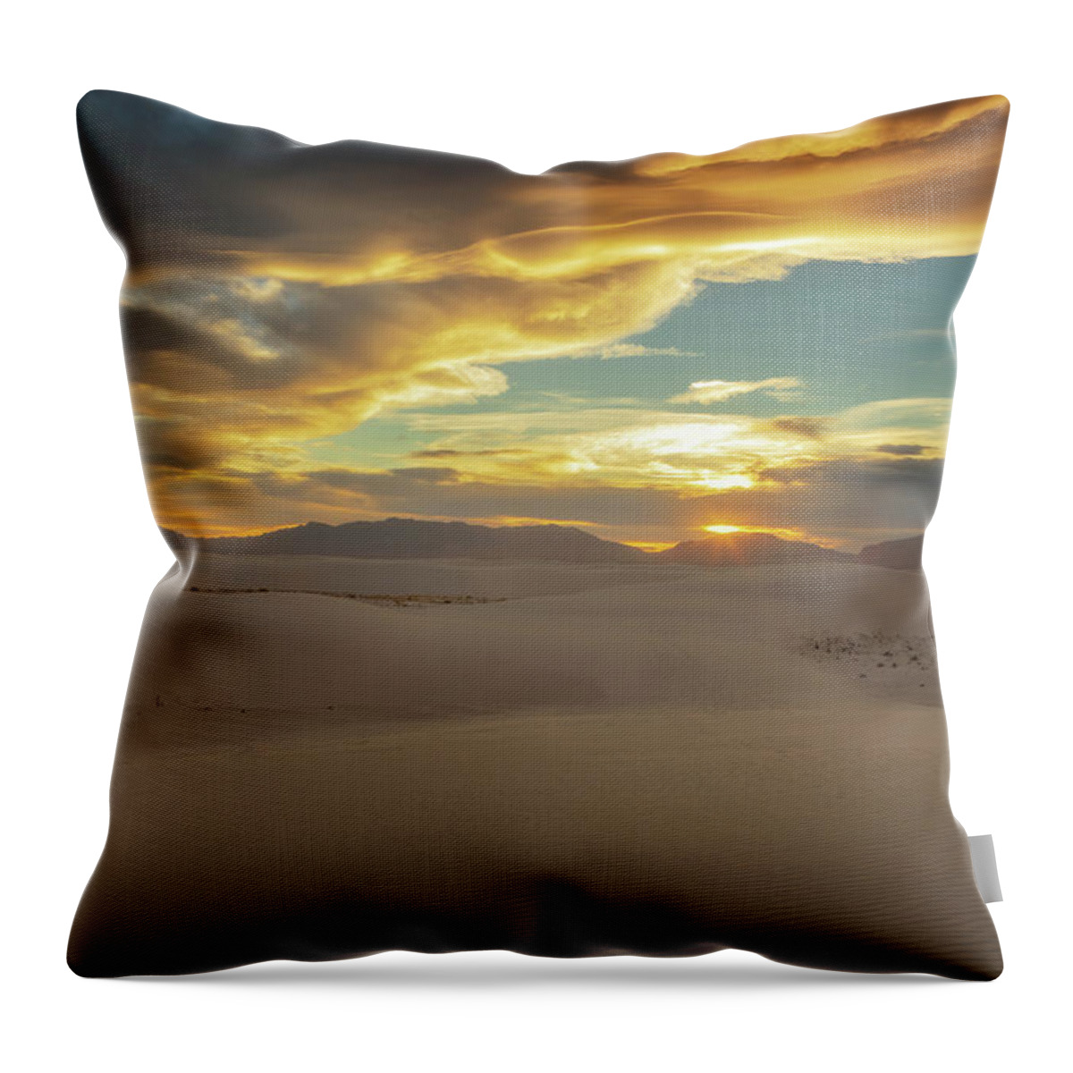 Sunset Throw Pillow featuring the photograph White Sands National Park by Susan Rissi Tregoning