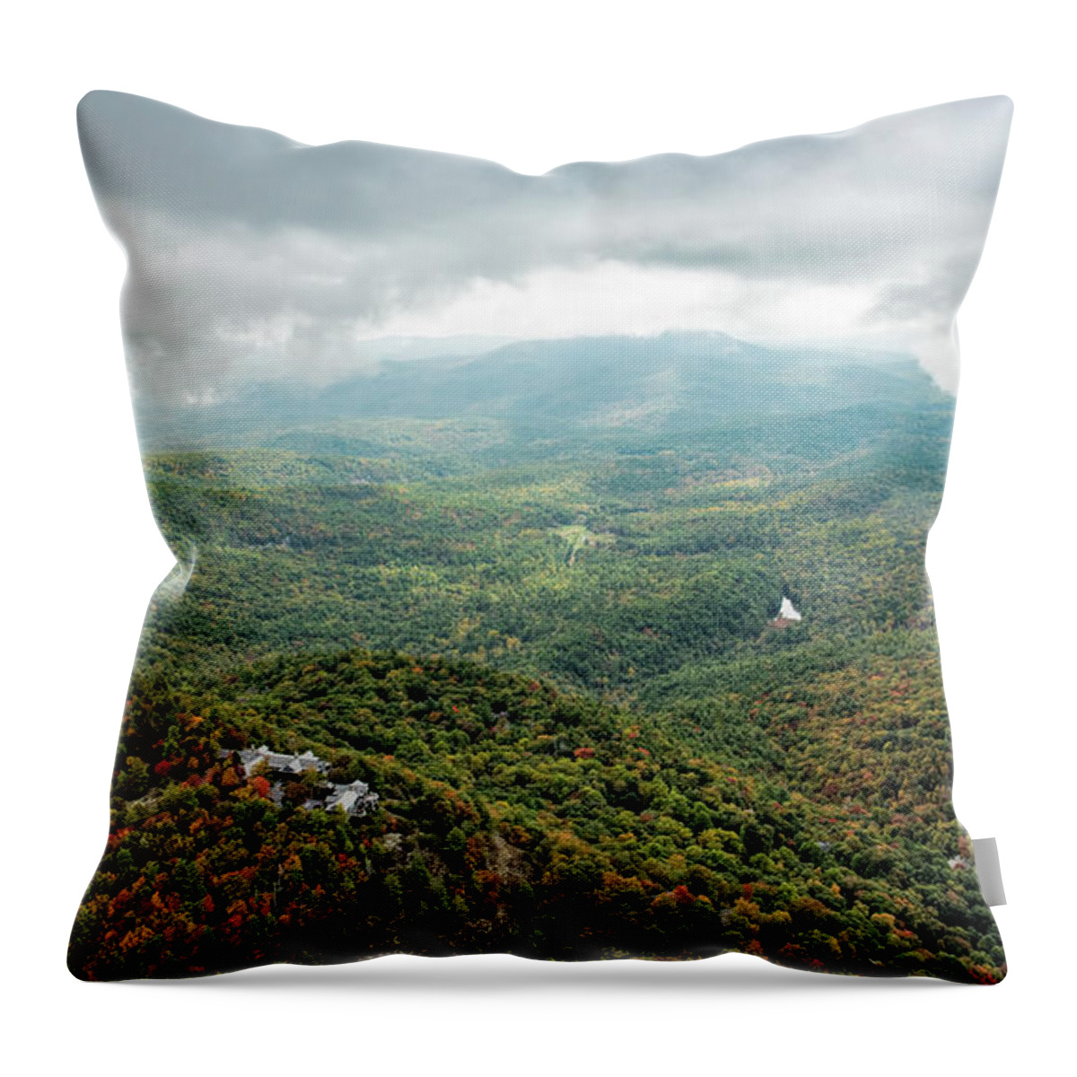 Whiteside Mountain Throw Pillow featuring the photograph Whiteside Mountain, Bearpen Mountain, and Nantahala Game Land in by David Oppenheimer