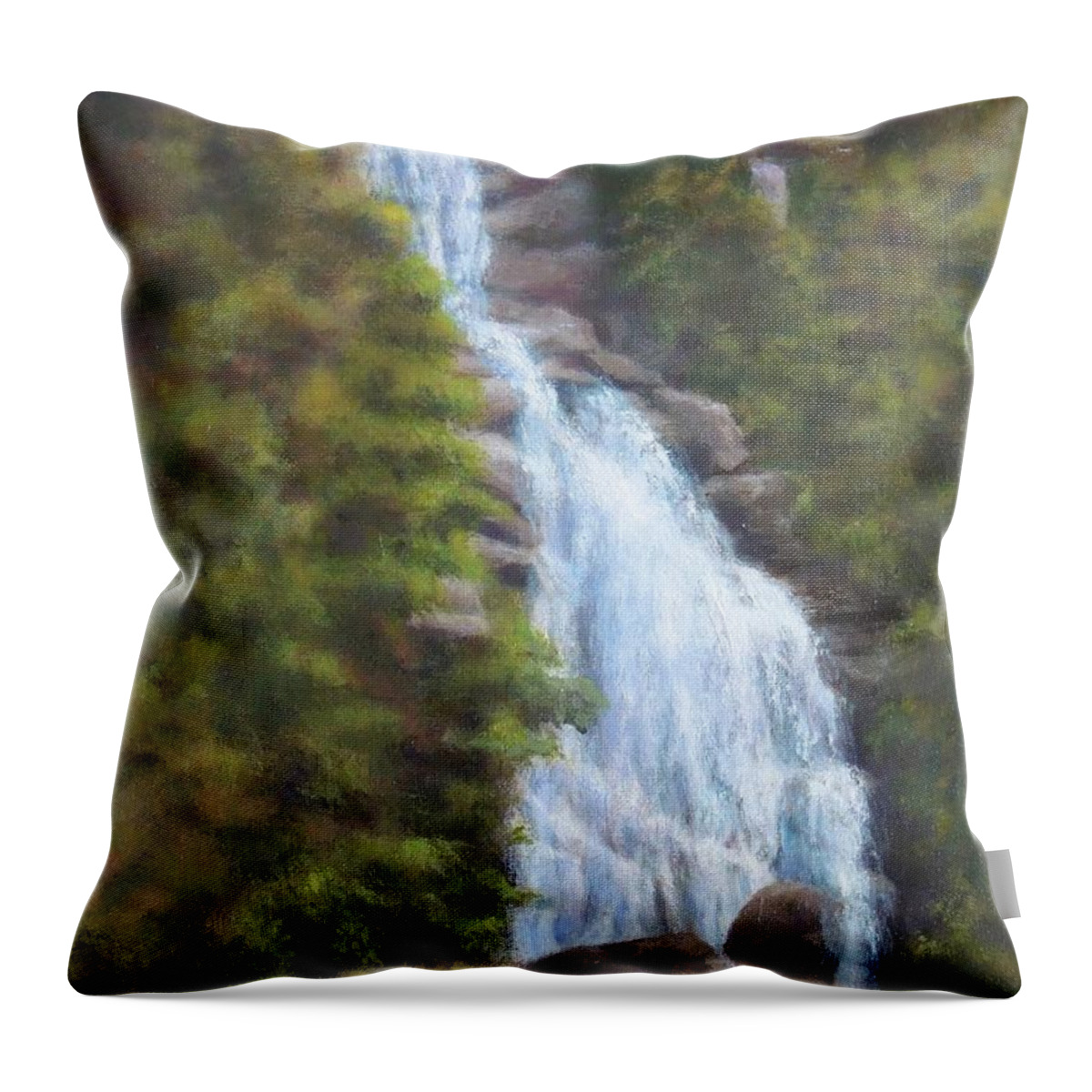 Waterfall Throw Pillow featuring the painting Whitewater Falls I by Phyllis Andrews