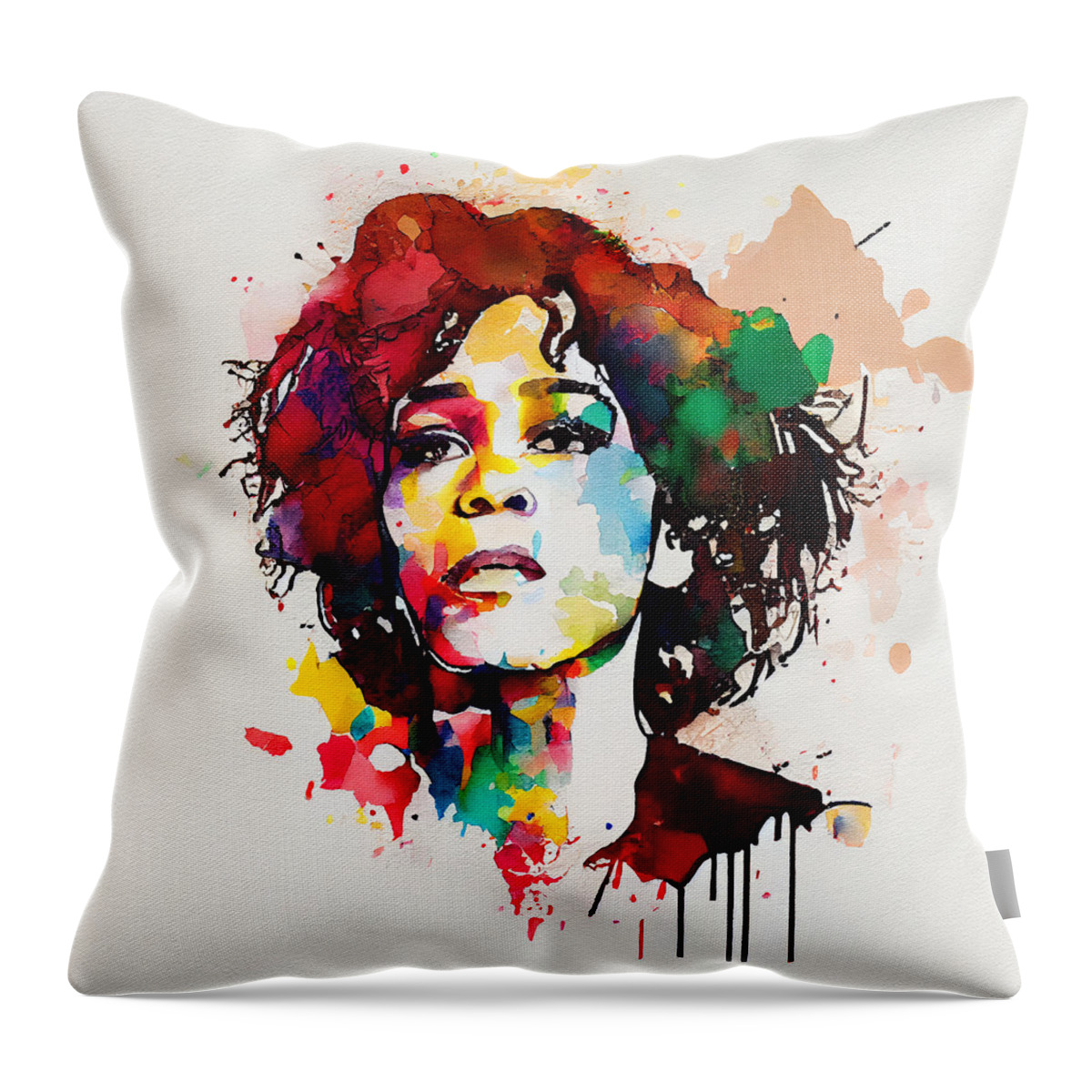Whitney Houston  Abstract Black Outline Details Art Throw Pillow featuring the digital art Whitney Houston  abstract black outline details afe eb db ac fceba by Asar Studios by Celestial Images