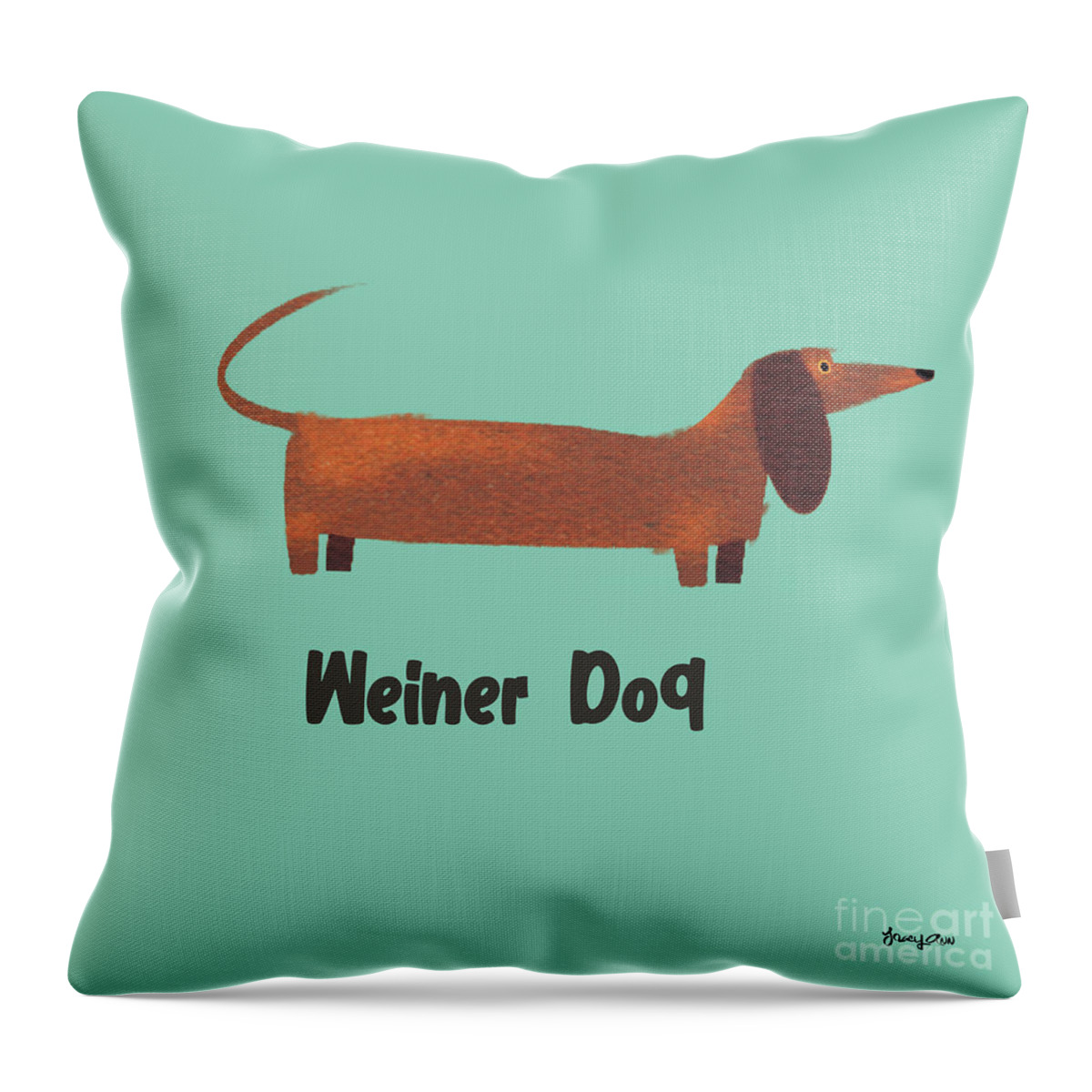 Wiener Dog Throw Pillow featuring the painting Wiener dog by Tracy Herrmann