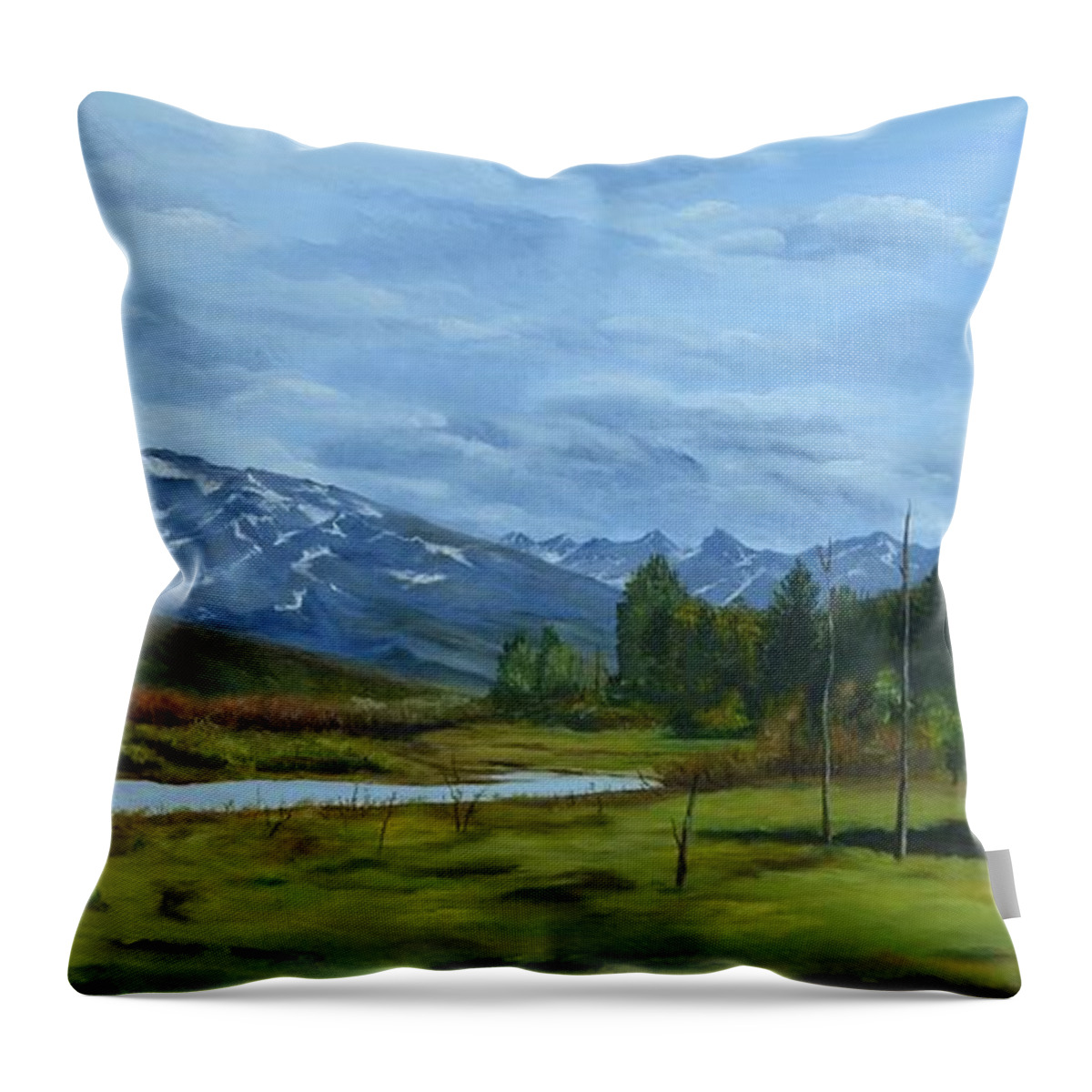 Northern Throw Pillow featuring the painting Wild Alaska by Mary Rogers