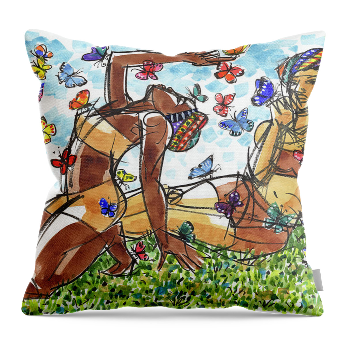 Life Drawing Throw Pillow featuring the painting Wild Connection by Judith Kunzle