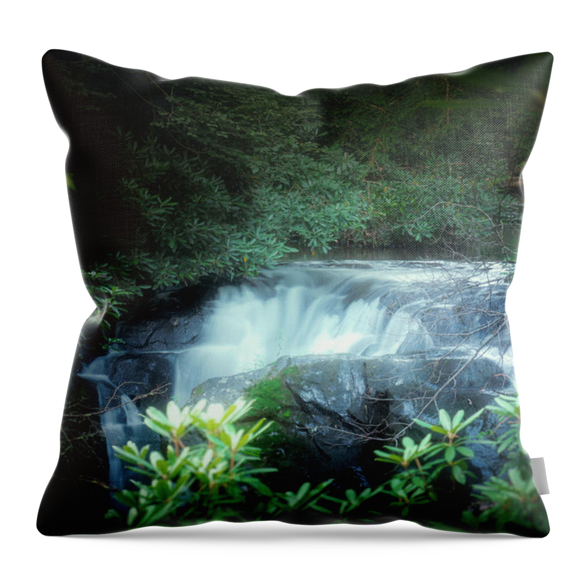 Waterfall Throw Pillow featuring the photograph Wild Creek Falls Through the Trees by Jason Fink