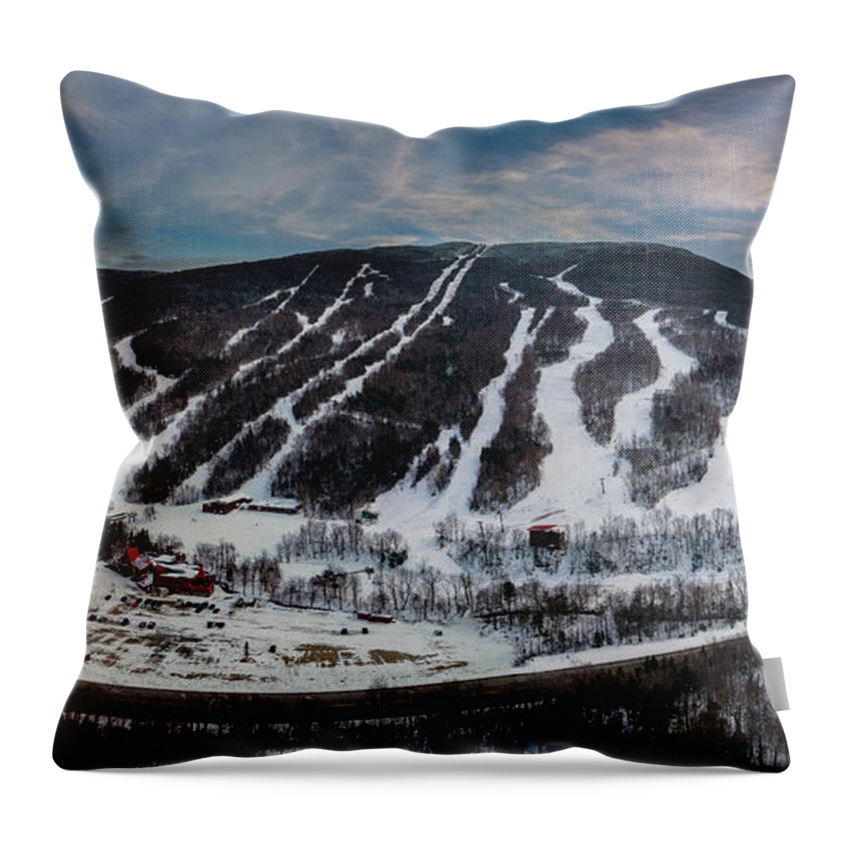 Wildcat Ski Area Throw Pillow featuring the photograph Wildcat Mountain, NH Panorama by John Rowe