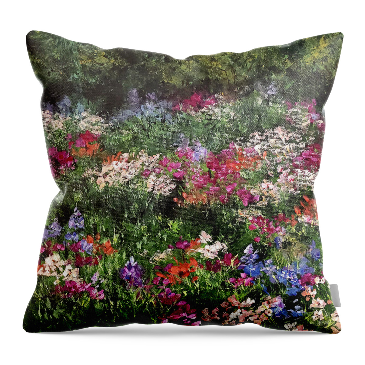Flowers Throw Pillow featuring the painting Wildflower Field by Zan Savage