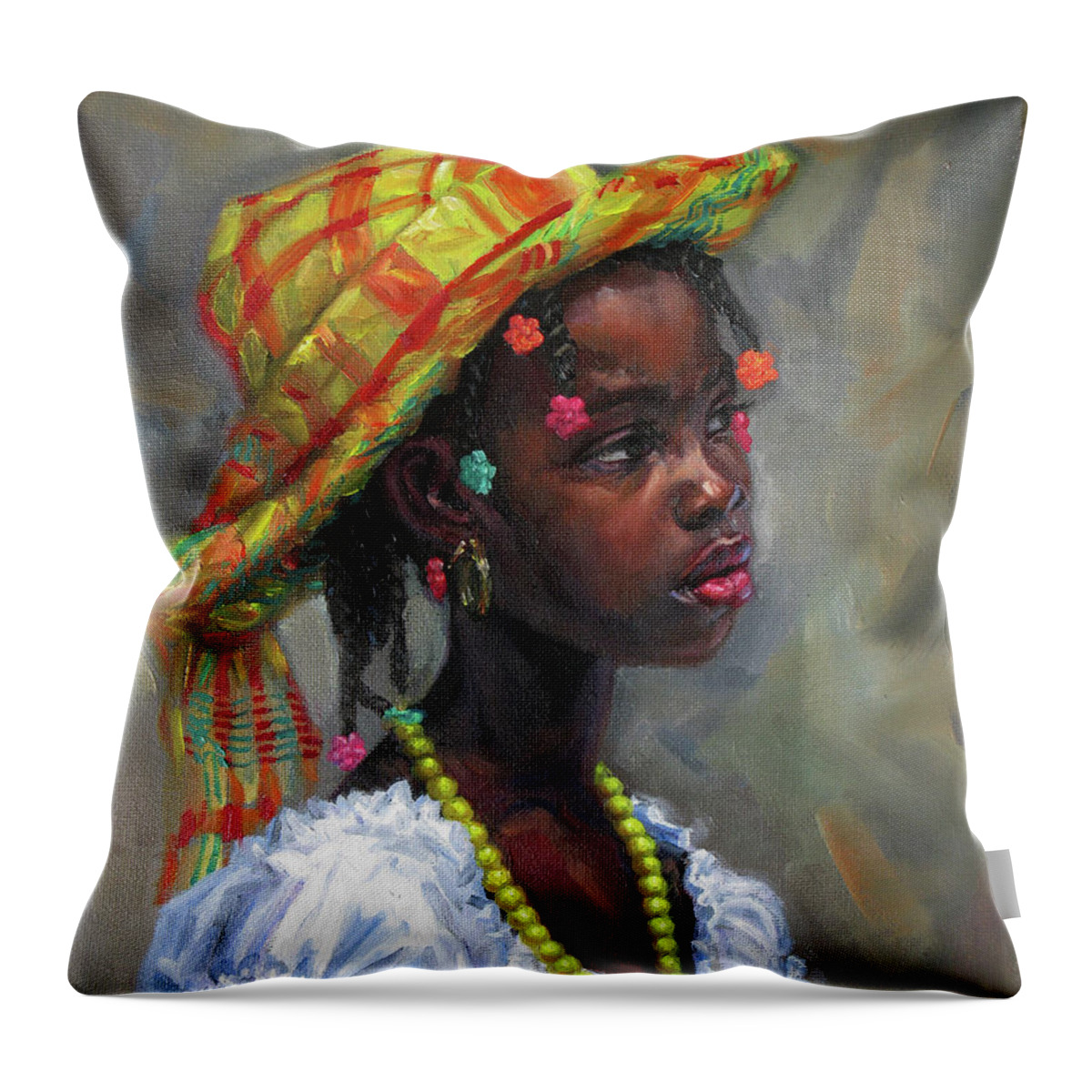 Caribbean Throw Pillow featuring the painting Willia 9 by Jonathan Gladding