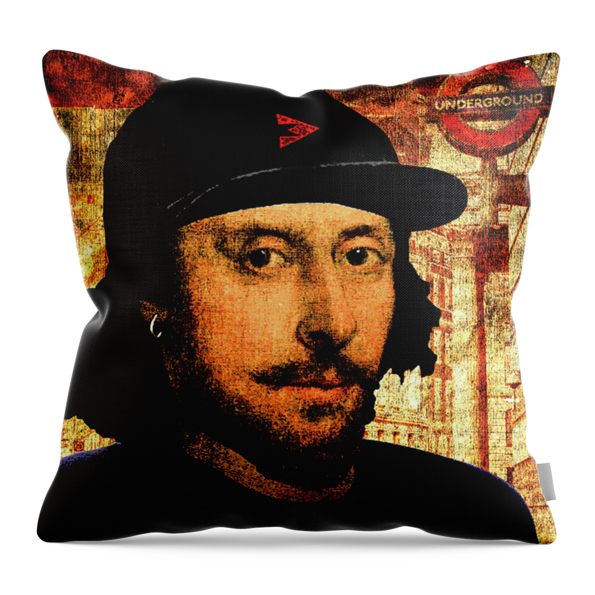 William Shakespeare Throw Pillow featuring the digital art William Shakespeare as a Dude by Zoran Maslic