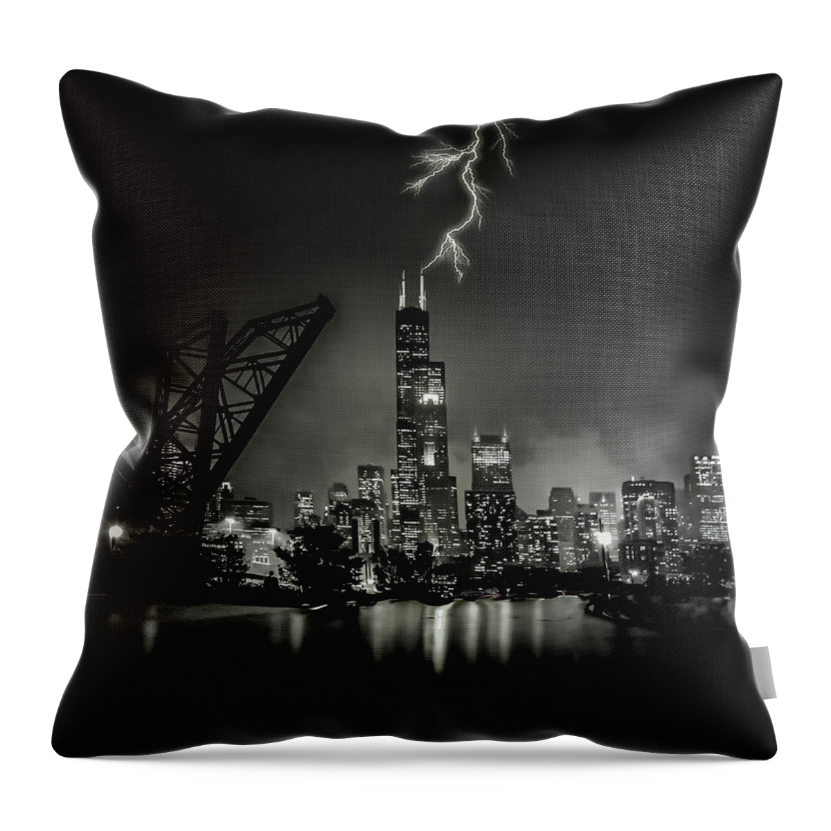 Chicago Throw Pillow featuring the photograph Willis Tower Struck by Jim Signorelli
