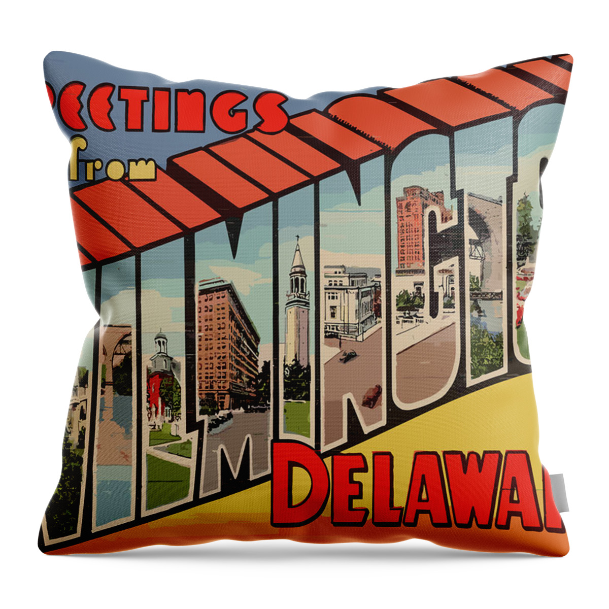 Wilmington Throw Pillow featuring the digital art Wilmington Letters by Long Shot