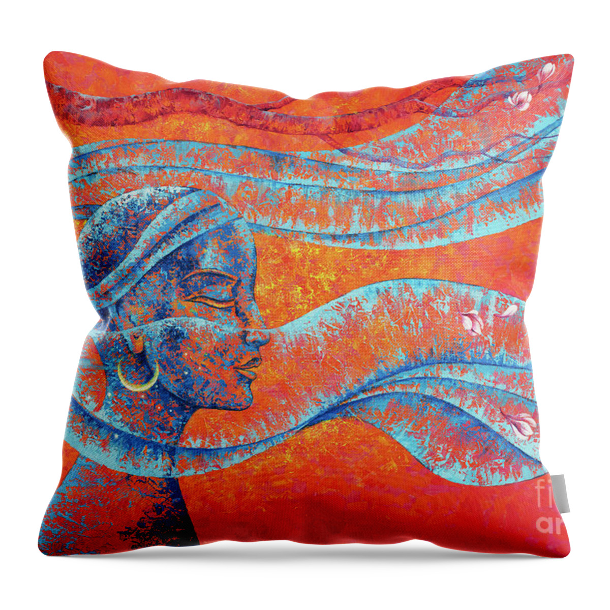 Shakti Throw Pillow featuring the painting Wind of life by Yuliya Glavnaya