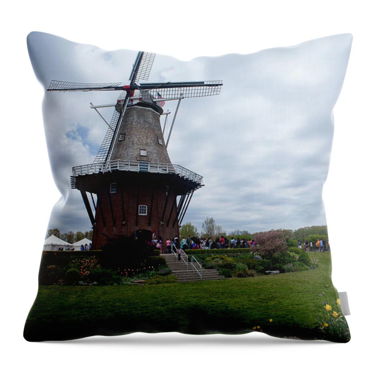 Windmill Throw Pillow featuring the photograph Windmill in Holland, Michigan by Rich S