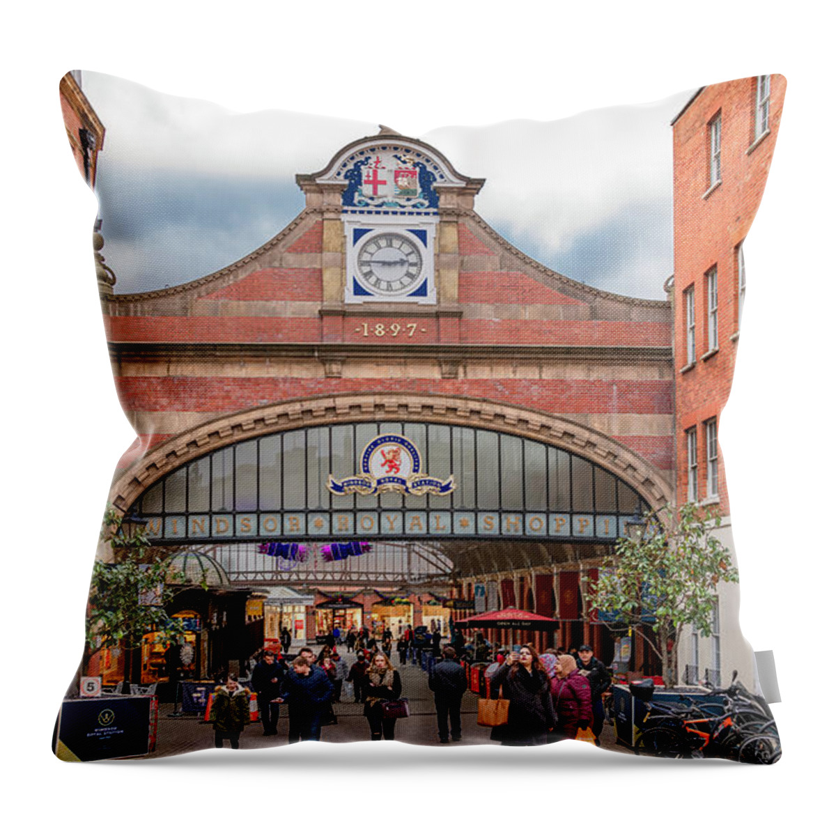 United Kingdom Throw Pillow featuring the photograph Windsor Train Station Arcade by Marcy Wielfaert