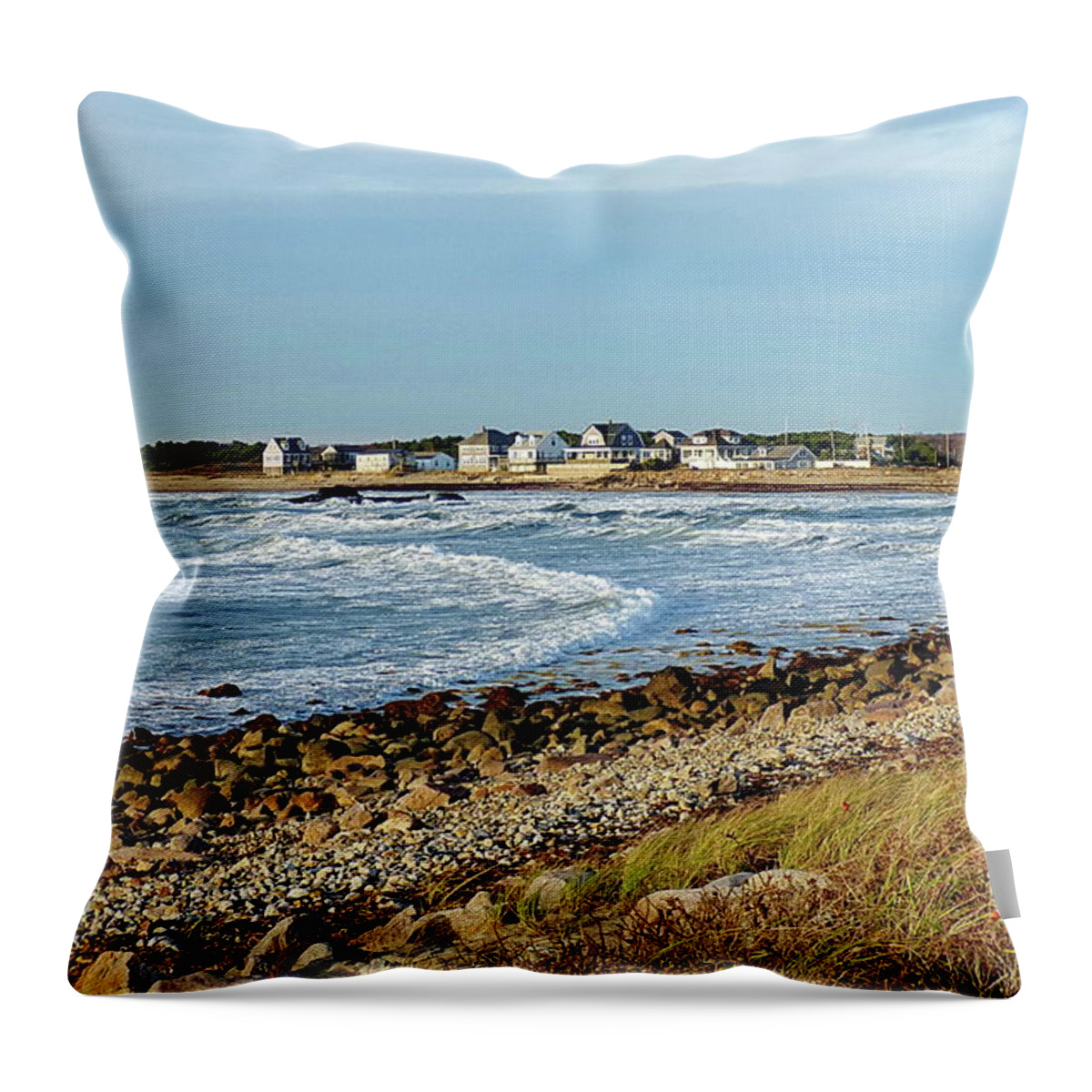 Horseneck Beach Throw Pillow featuring the photograph Windy on the Ocean by Lyuba Filatova