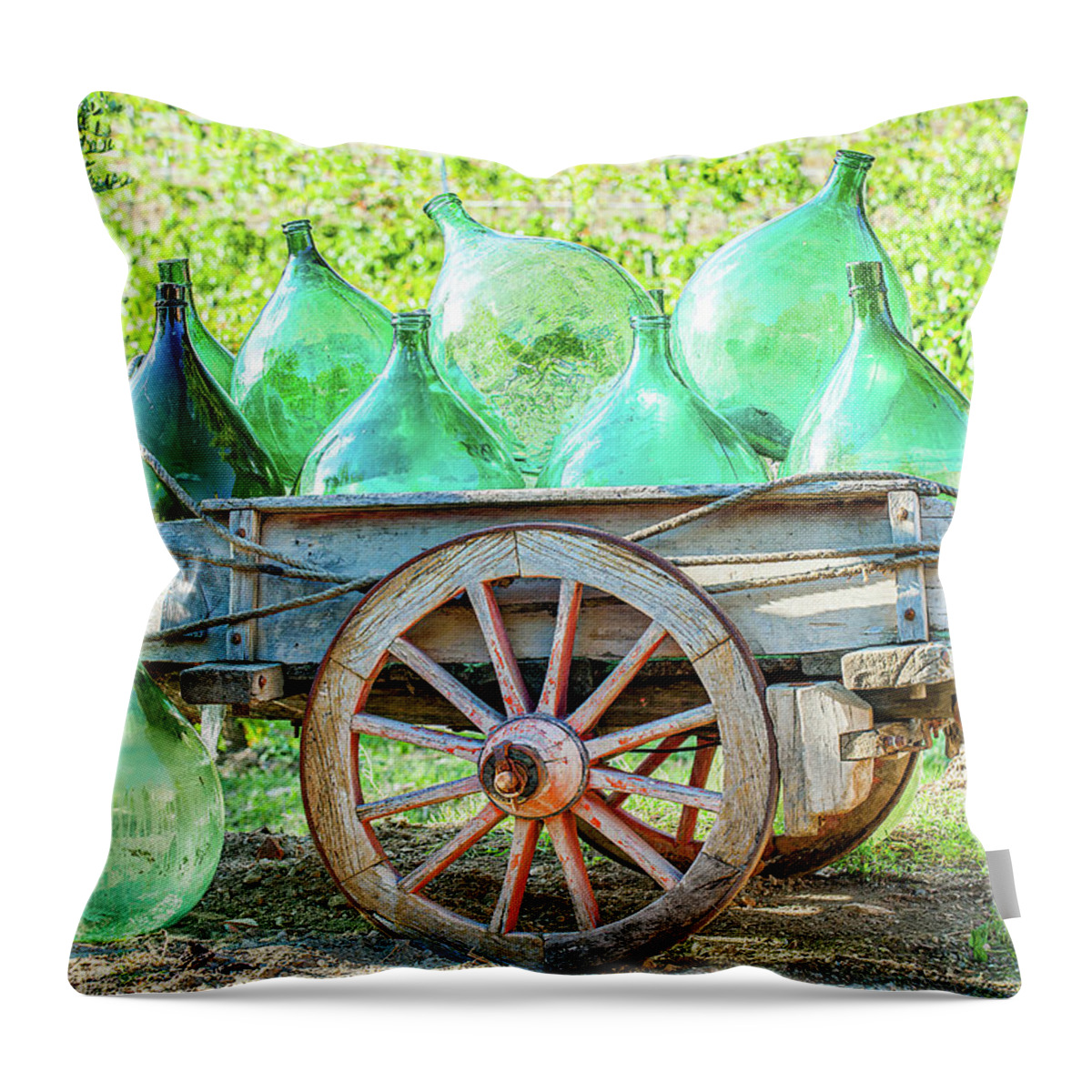Tuscany Photography Throw Pillow featuring the photograph Wine Cart by Marla Brown