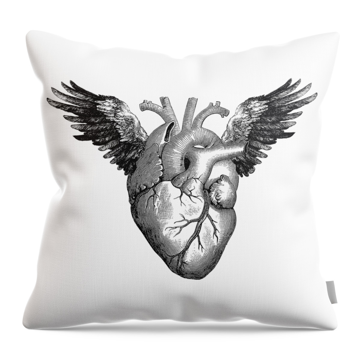 Heart Throw Pillow featuring the digital art Winged heart by Madame Memento