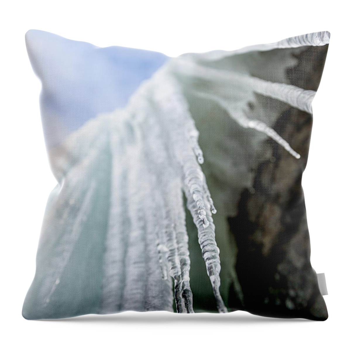 Winter Throw Pillow featuring the photograph Winter At The Waterfall by Andreas Levi