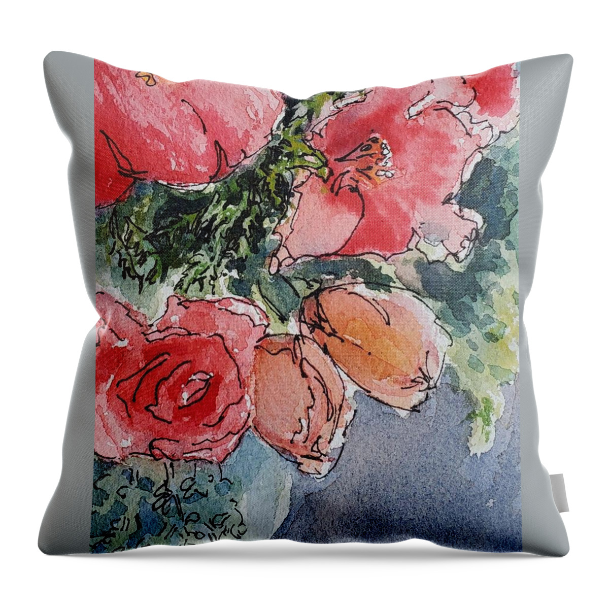 Floral Throw Pillow featuring the painting Winter Bouquet by Sheila Romard