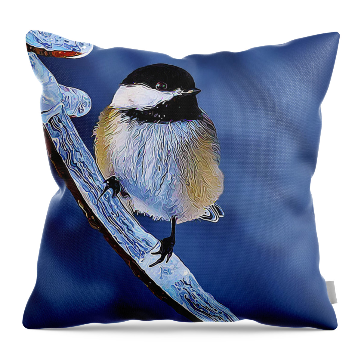 Beauty Of Nature Throw Pillow featuring the photograph Winter Chickadee by ABeautifulSky Photography by Bill Caldwell