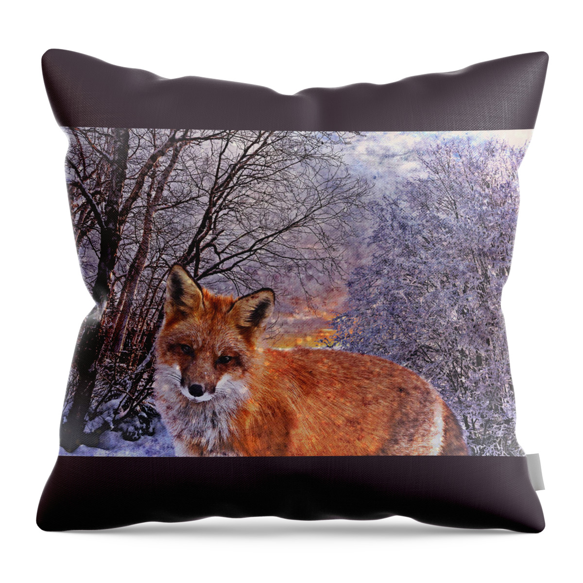 Fox Throw Pillow featuring the photograph Winter Fox by Ally White