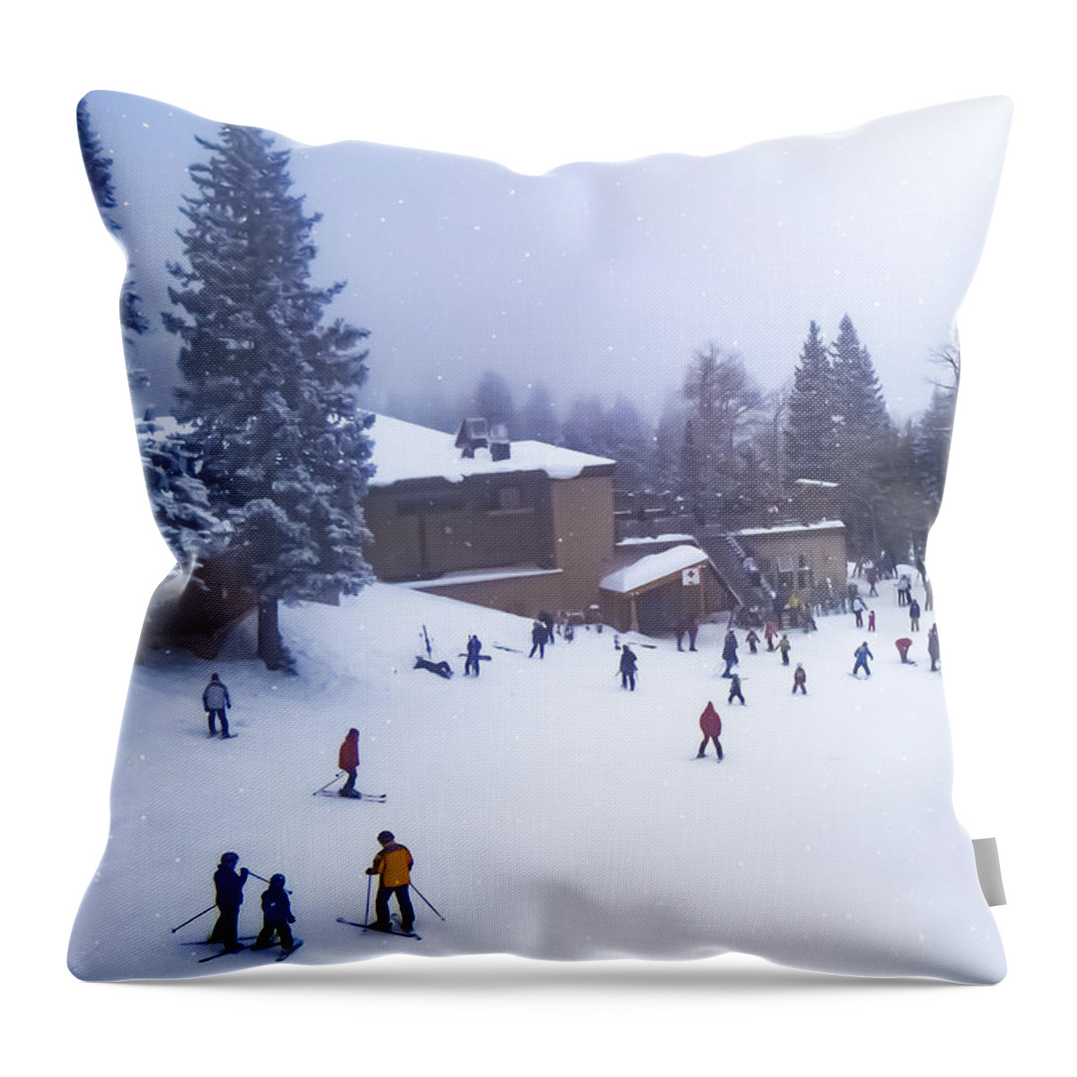 Winter Throw Pillow featuring the photograph Winter Fun in Flagstaff by Bonny Puckett