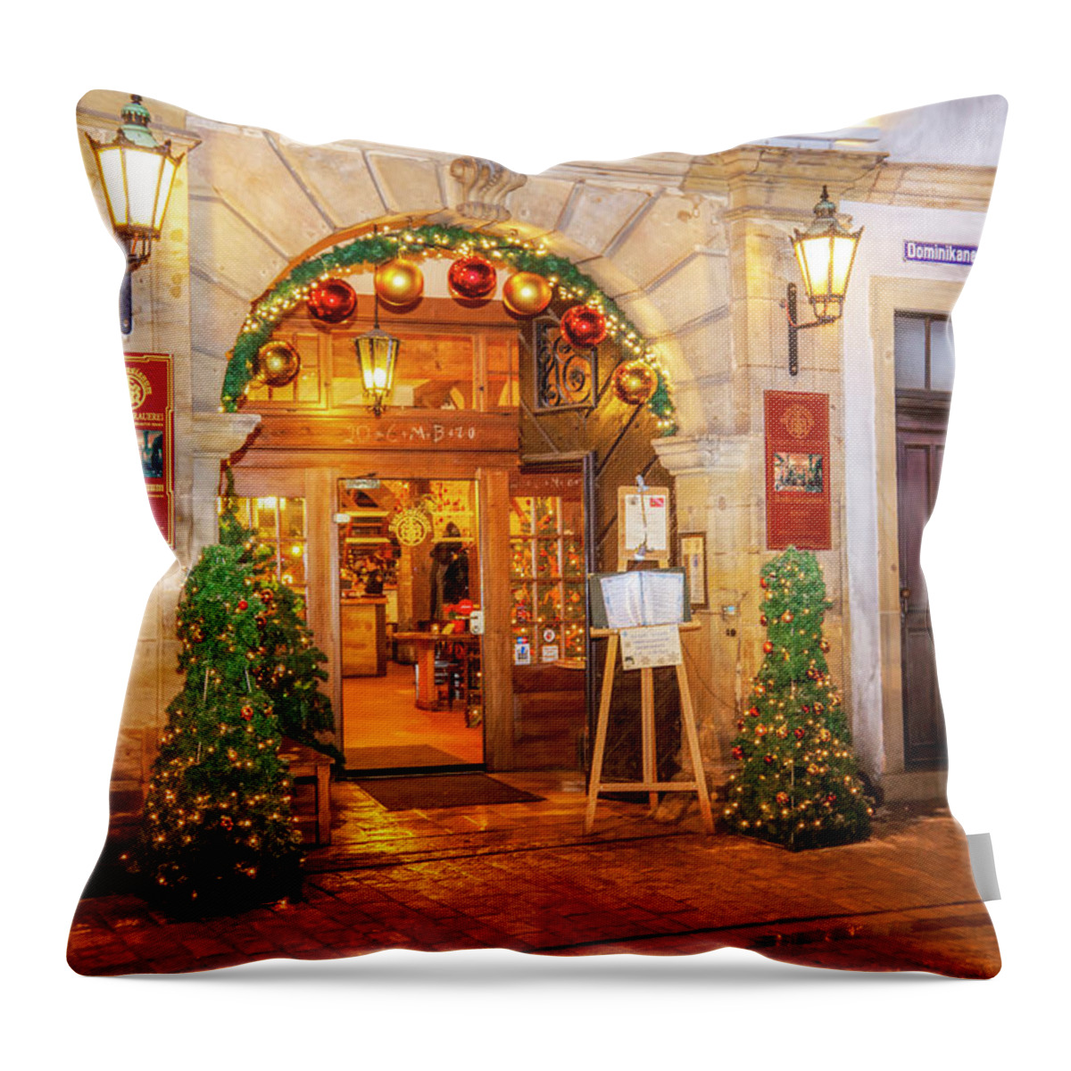 Bamberg Throw Pillow featuring the photograph Winter Holidays in Bamberg, Germany 3 by Tatiana Travelways