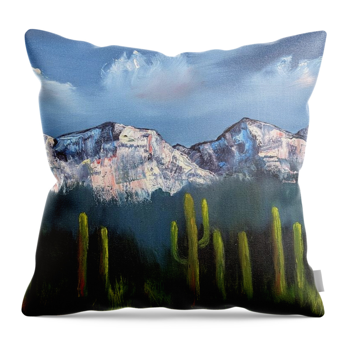 Landscape Throw Pillow featuring the painting Winter in the Desert by Evelyn Snyder