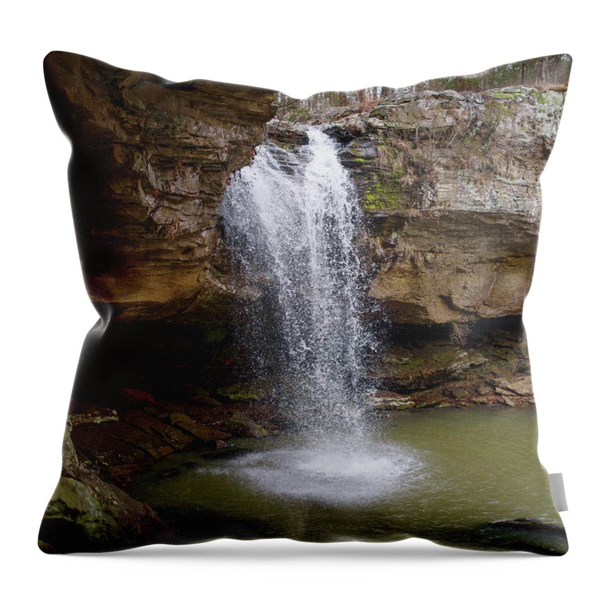 Waterfall Throw Pillow featuring the photograph Winter Shelter by Grant Twiss