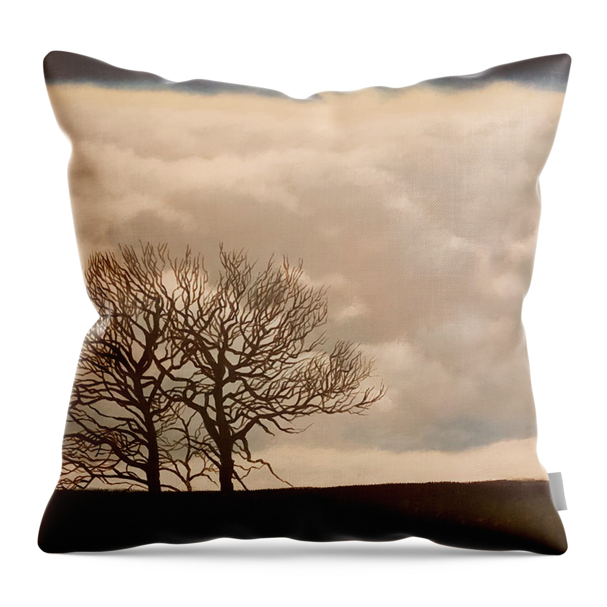  Throw Pillow featuring the painting Winter Sky. by Caroline Philp