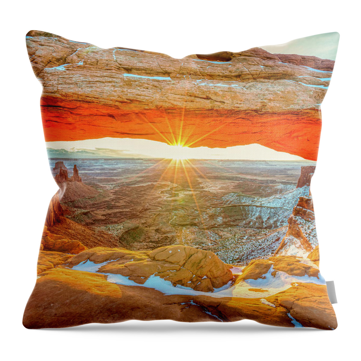 Mesa Throw Pillow featuring the photograph Winter Sunrise at Mesa Arch by Kenneth Everett