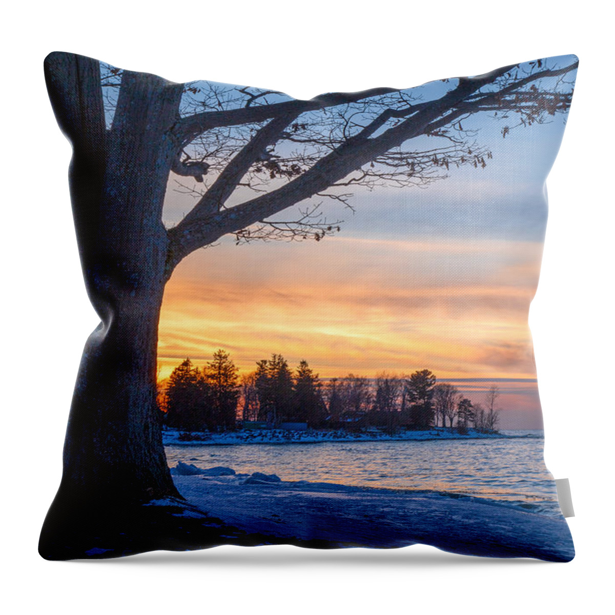Sunset Throw Pillow featuring the photograph Winter Sunset at The Loop by Rod Best
