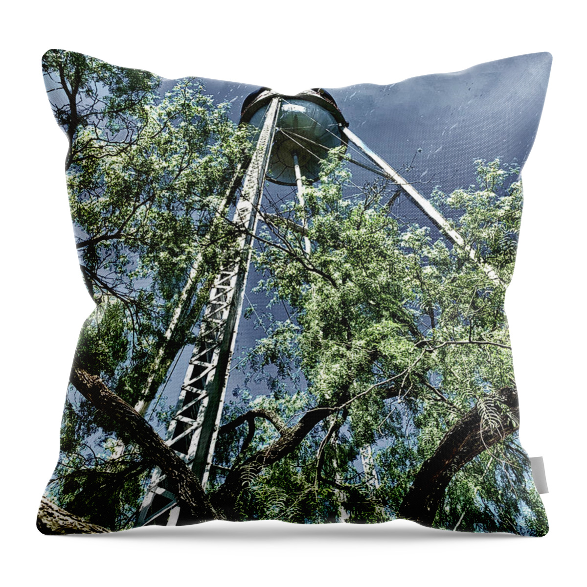 Water Throw Pillow featuring the photograph Winter Watertower w/signature by GW Mireles