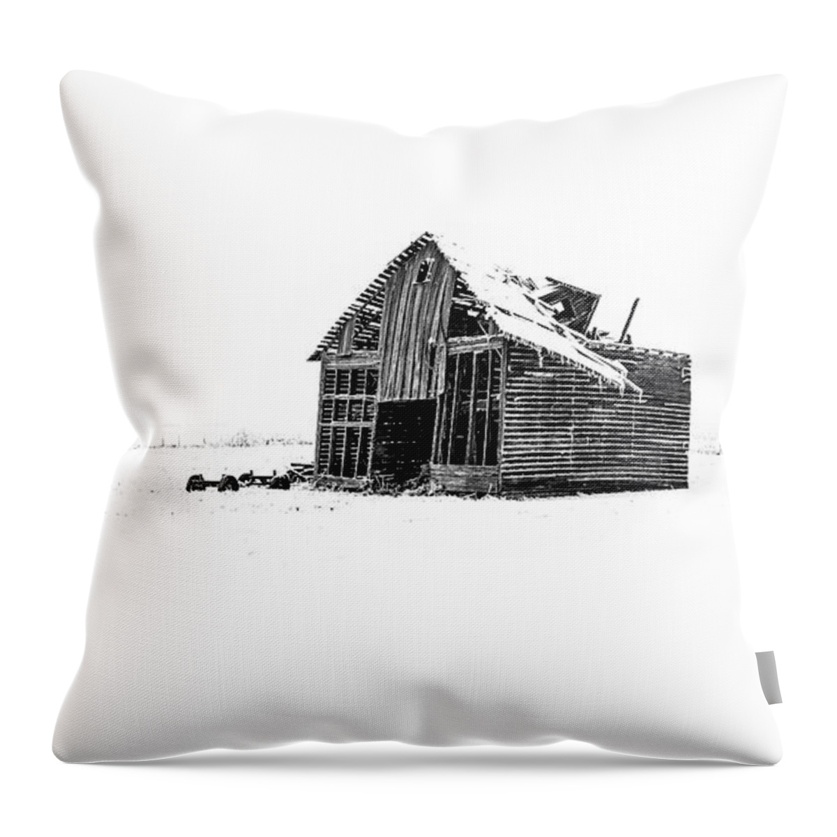 Central Illinois Throw Pillow featuring the photograph Winter Weathered Barn by Ray Silva