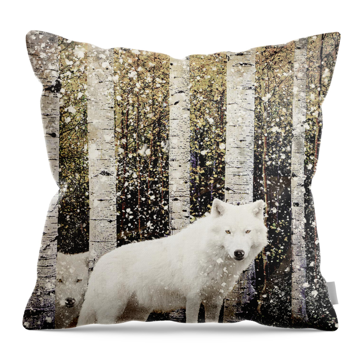 Wolves Throw Pillow featuring the digital art Winter Wolves by Sandra Selle Rodriguez
