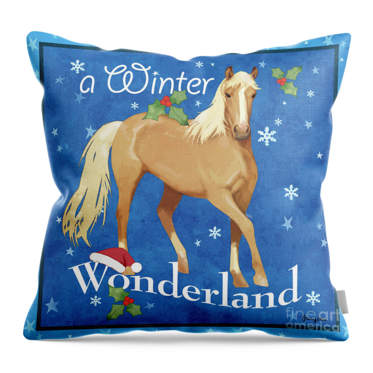 Horses Throw Pillow featuring the painting Winter Wonderland Horse by Tracy Herrmann