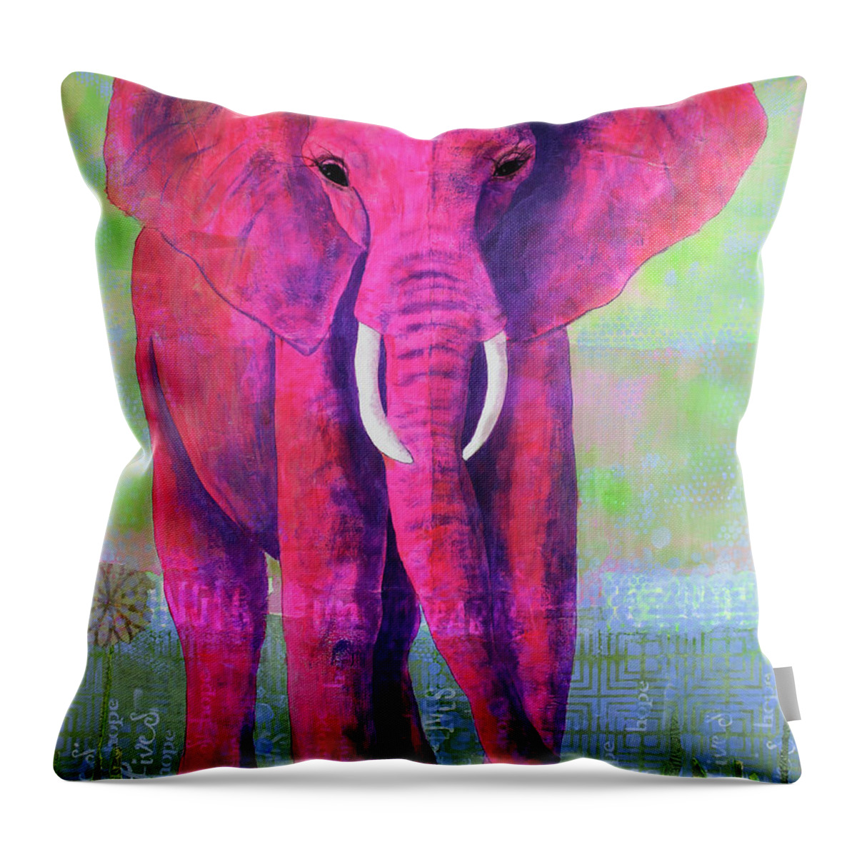 Elephant Throw Pillow featuring the painting Wise Elegance by Lisa Crisman